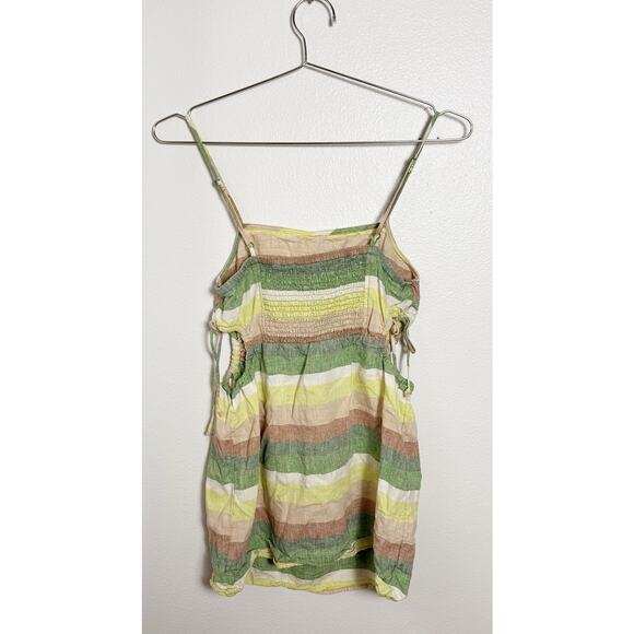 Aerie Side Cut Out Mini Linen Sundress Green Yellow Pink sz S - Picture 10 of 13
